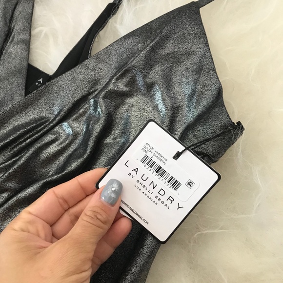 LAUNDRY BY SHELLI SEGAL Metallic Pleated Faux Wrap - Picture 6 of 8